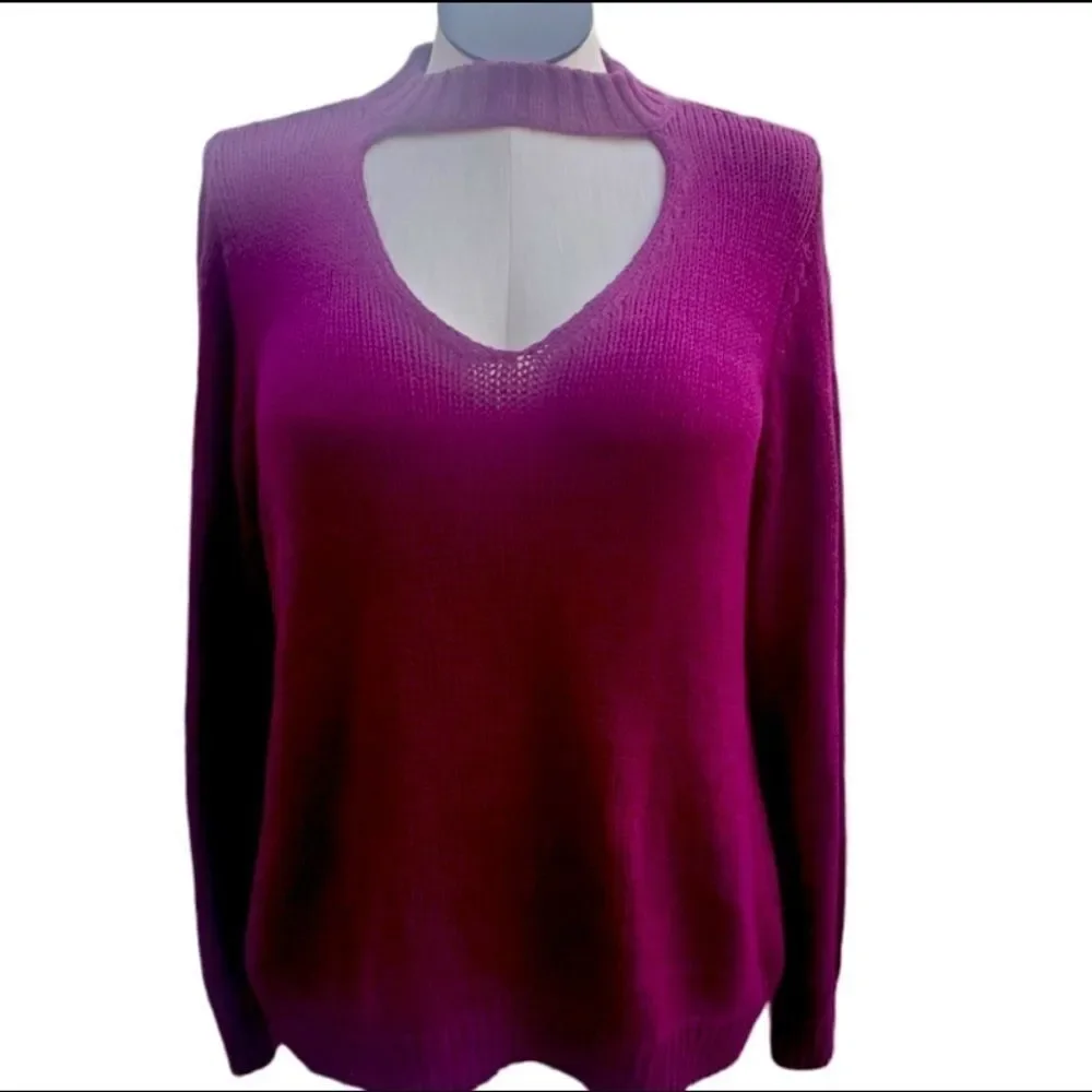 Torrid Plum RIBBED KNIT‎ CUTOUT NECK SWEATER